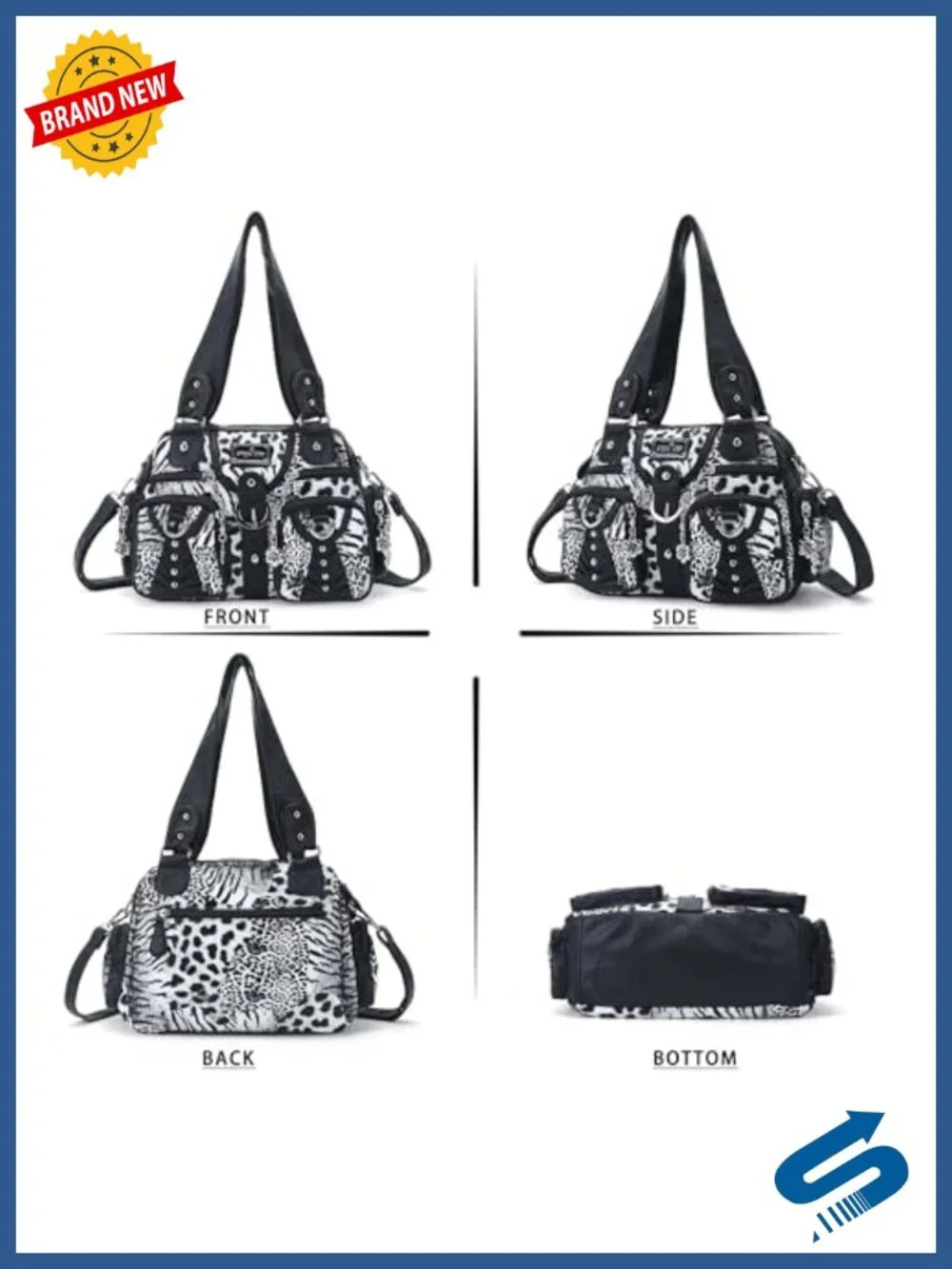 Faux Leather Hobo Handbag Crossbody Shoulder Bag Multipocket Soft Purse for